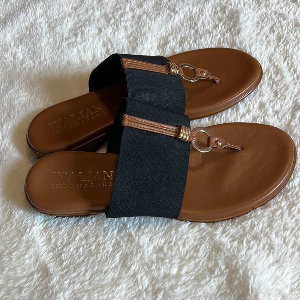 Italian Shoemakers Black and Tan Sandals